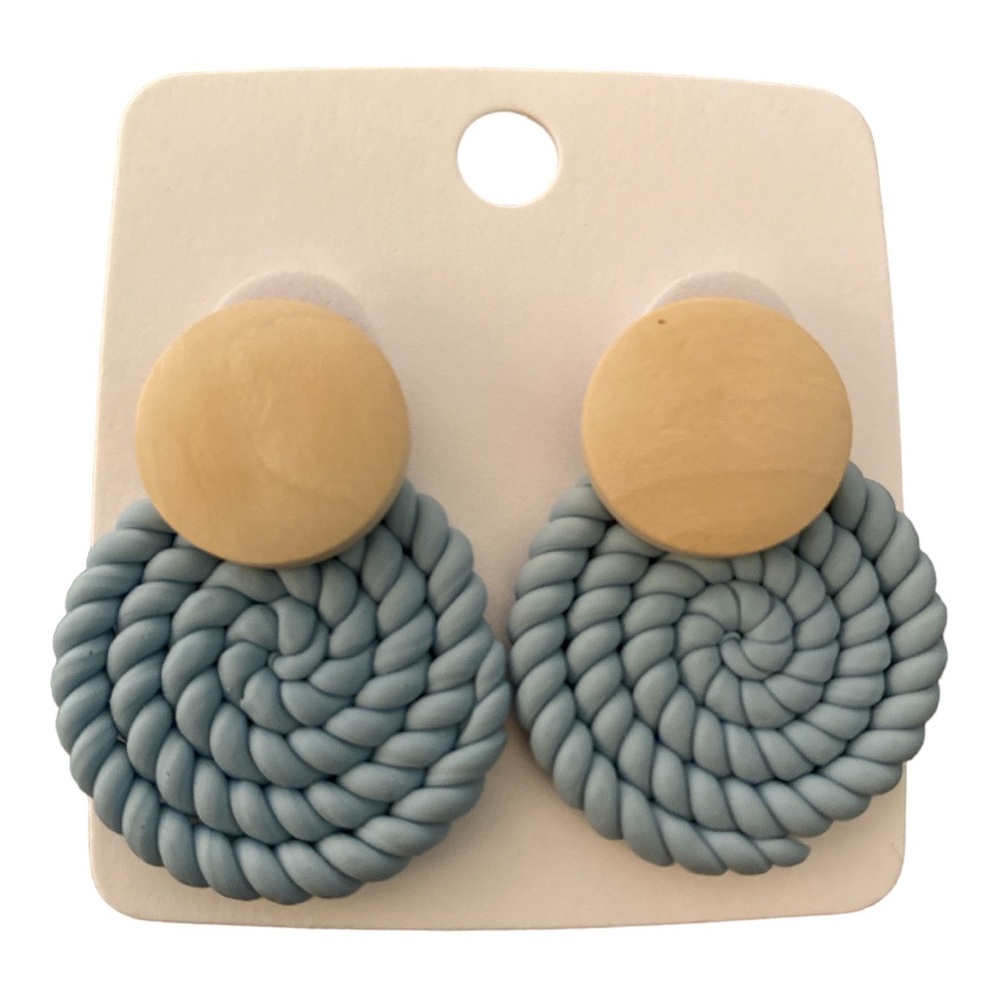 NWT Blue textured clay yarn sweater earrings lightweight